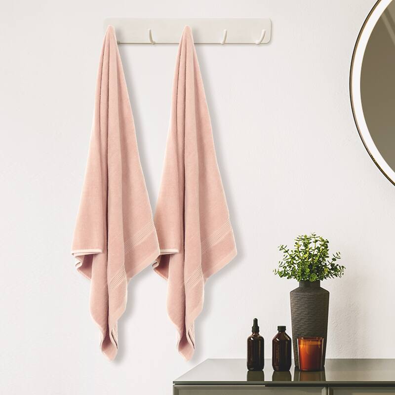 Soft Bath Towels, 2 Pack Stripes Large Bathroom Towels Set Highly Absorbent Towels for Bathroom 28" x 56"