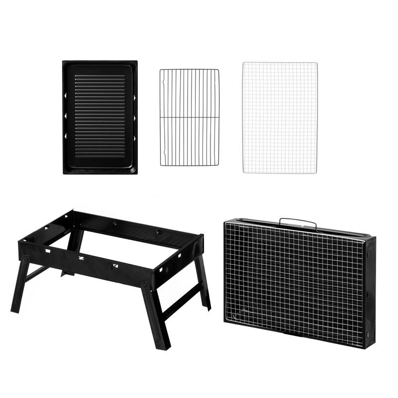 Gardenised Portable Charcoal Grill Foldable Stainless Steel BBQ for Camping Backyard Tailgating Hiking Picnic Travel Beach