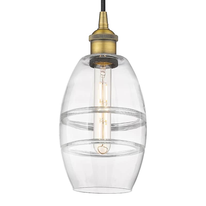 Innovations Lighting 616-1P 8 6 Vaz Pendant Vaz 6" Wide Cord-Hung Mini - Brushed Brass / Clear