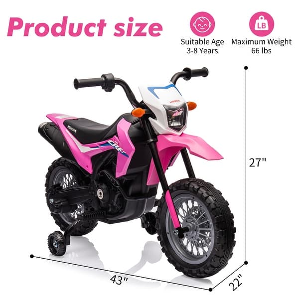 dimension image slide 2 of 4, Kids Ride on Motorcycle 6V Electric Motorbike Licensed Honda