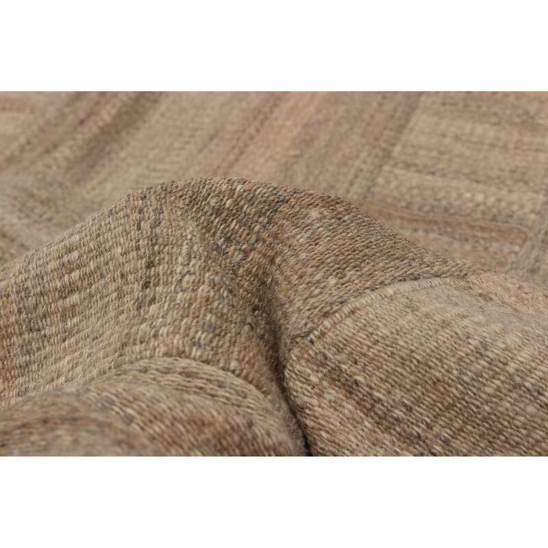 ECARPETGALLERY Flat-Weave Anatolia Patch Taupe Wool Kilim - 5'7 x 9'8