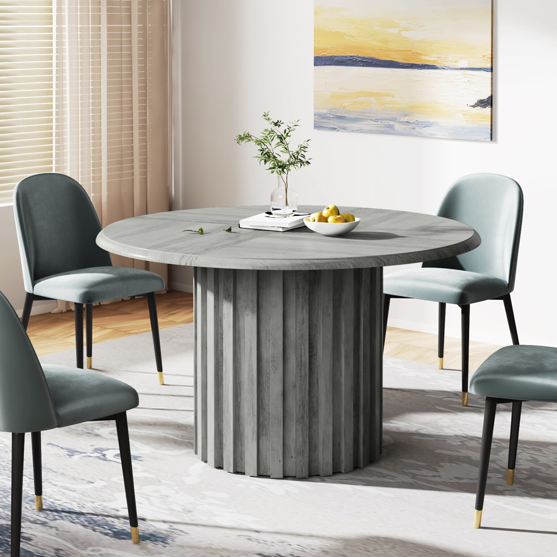 43.3" Round Farmhouse Dining Table for 4 - Kitchen & Dining