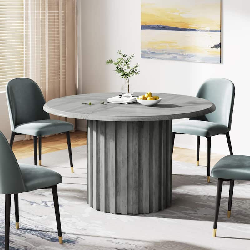 43.3 Inches Round Farmhouse Dining Table for 4 Kitchen Table for Dining Room - Grey