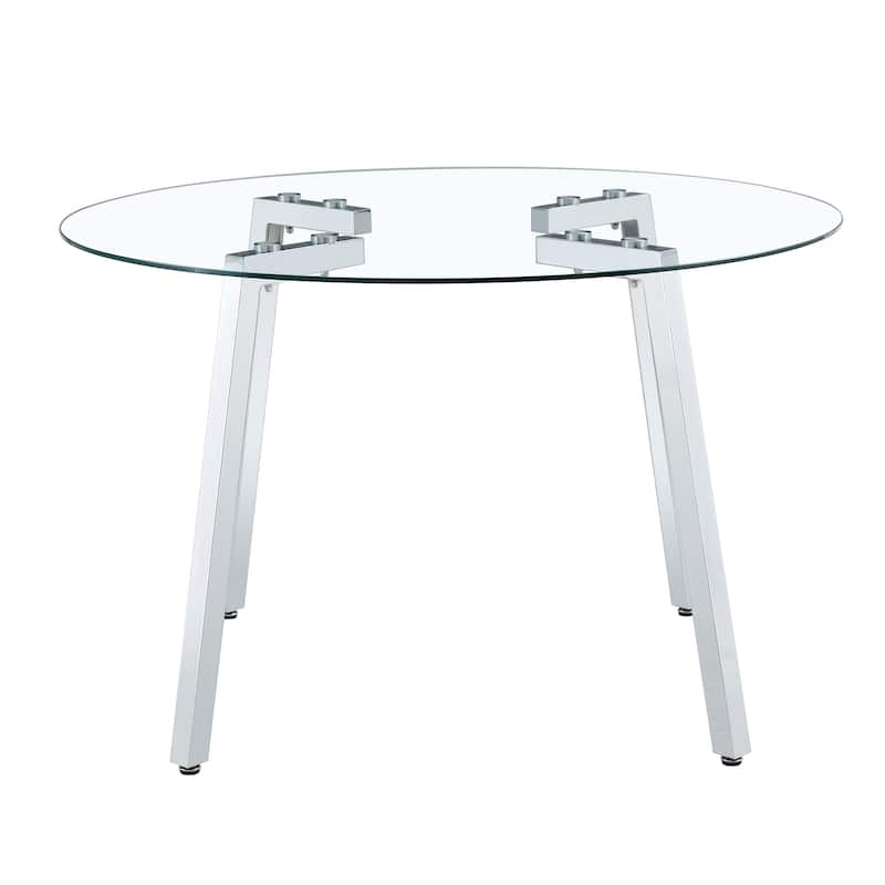 Modern Luxurious Round Tempered Glass Dining Table