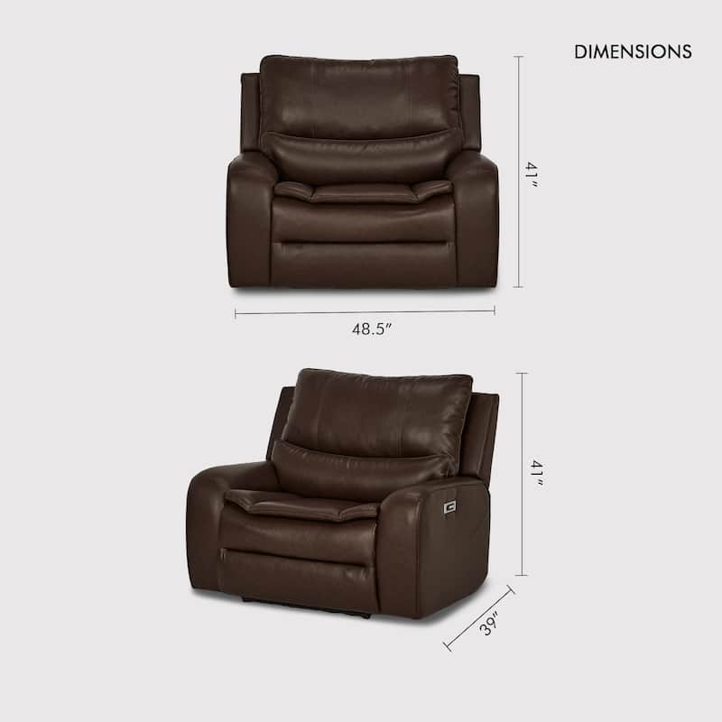 48.5" W Faux Leather Dual-Power Oversized Width Seat Recliner with USB & USB-C Charging, Ajustable Headrest