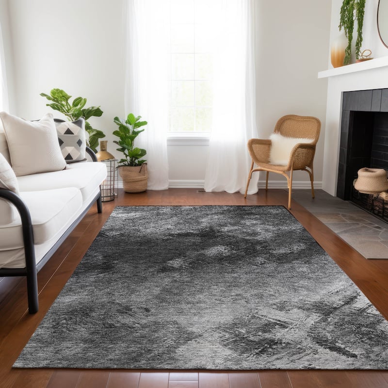 Machine Washable Indoor/ Outdoor Chantille Abstract Watercolor Rug