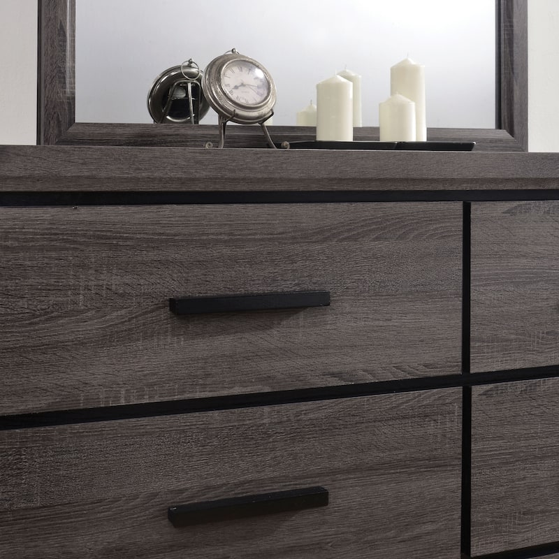 Rothwell Contemporary Grey Wood 2-piece 6-Drawer Dresser and Mirror Set by Furniture of America