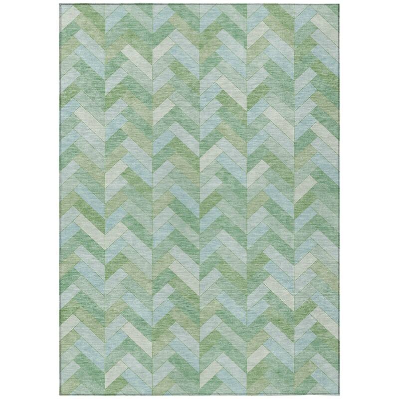Machine Washable Indoor/ Outdoor Modern Chevron Chantille Rug