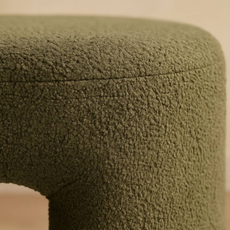 Upholstered Boucle Horseshoe Ottoman Stool Foot Rest Seat Living Room