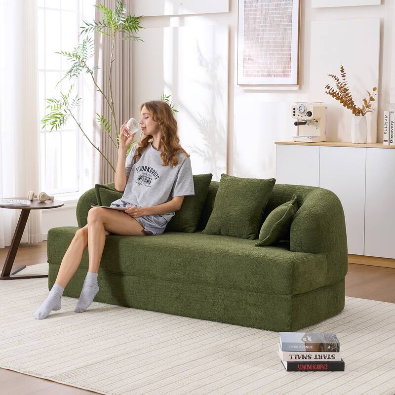 Anmytek 2-in-1 Foldable Convertible Sleeper Sofa Bed 70 Inch with 4 Pillows