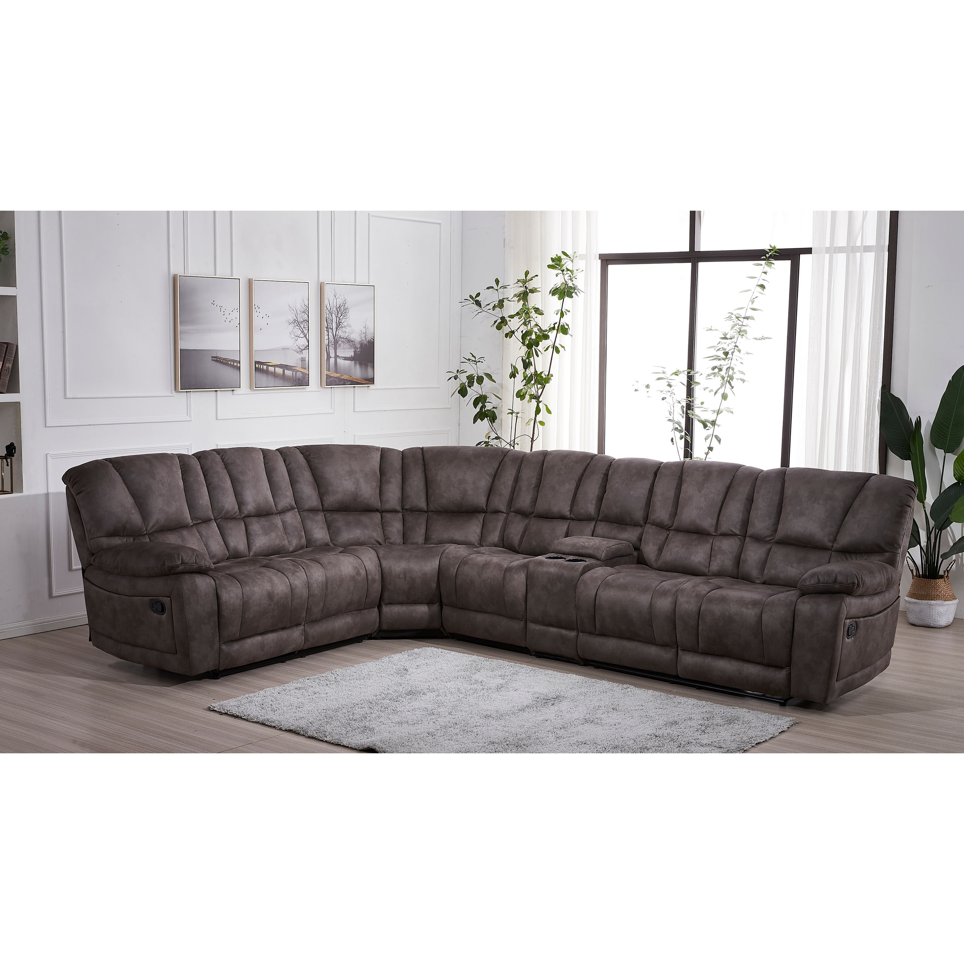 Betsy furniture large microfiber reclining sectional clearance living room sofa