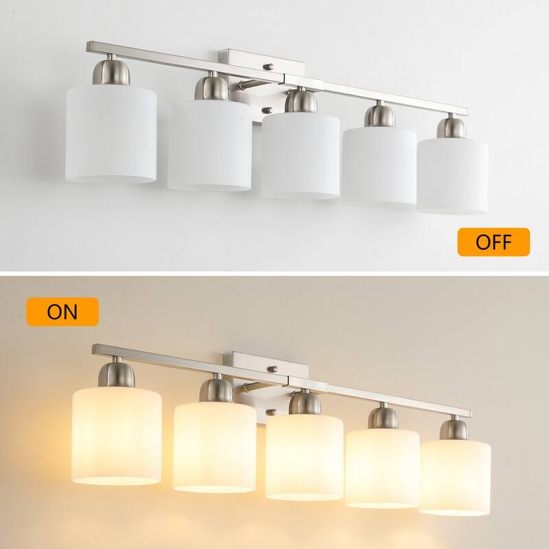 Modern Bathroom Vanity Light With Frosted Milk Glass Shades