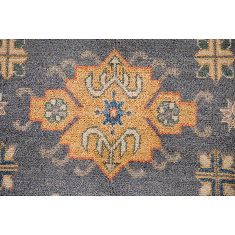 Gray Kazak Living Room Area Rug Hand-Knotted Traditional Wool Carpet - 6'7" x 9'9"