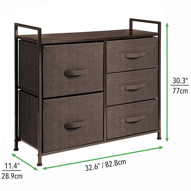 mDesign Wide Dresser Storage Tower Organizer Unit, 5 Drawers