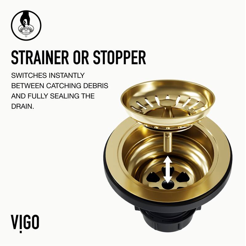 VIGO 3.5" W Kitchen Sink Drain Assembly with Strainer and Basket Stopper
