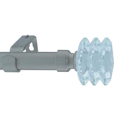 Meriville Lione 1-Inch Diameter Single Window Curtain Rod, Crystal Finial