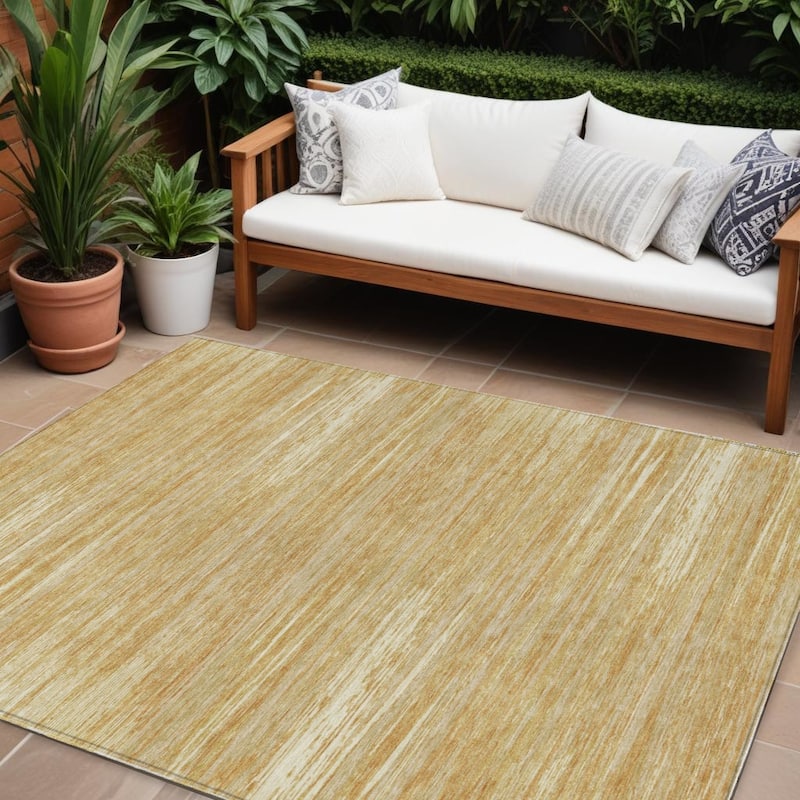 HomeRoots Striped Transitional Rectangle Outdoor Rug - 9' X 12'