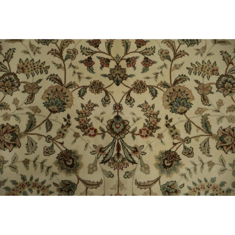 Hand Knotted Oriental 100% Wool Carpet Traditional Floral Beige & Ivories Kashan Area Rug - 11' 3'' X 8' 9''