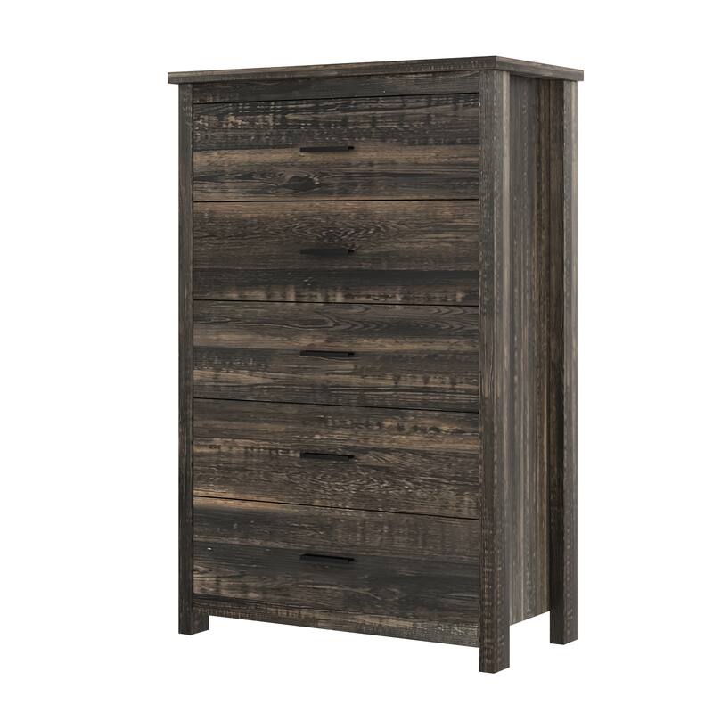 Queen Size Low-Profile Platform Bed with 2 Nightstand and 1 Dresser