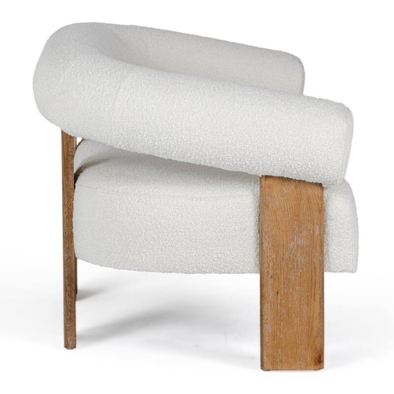 Modrest Aledo Modern Off-White Fabric & Oak Loveseat