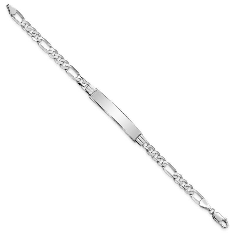 Curata 6.5mm 14k White Gold Engravable Figaro Link ID Bracelet