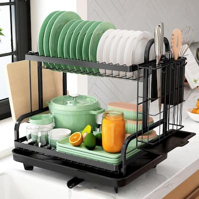 2-Tier Dish Drying Rack for Kitchen Counter