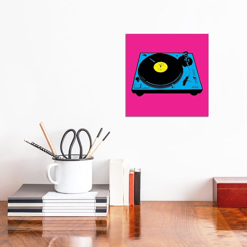 iCanvas "Turntable Pink Poster" by Steez Canvas Print - 12x12x1.5