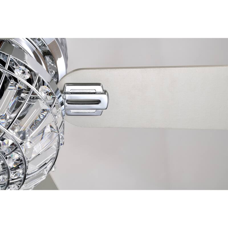 Alora 52 Inch Chrome Polished Finish Glam-Modern Style Crystal Ceiling Fan with Remote