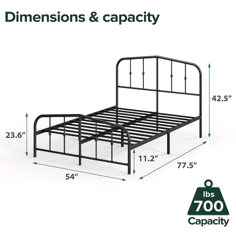Priage by ZINUS Traditional Metal Platform Bed Frame - Black - Full