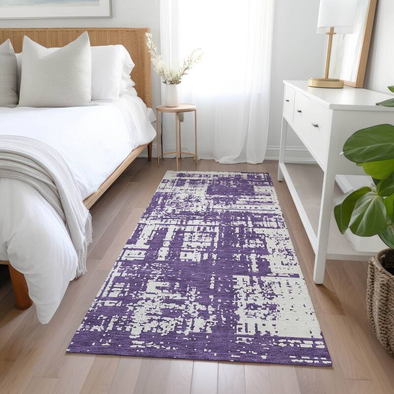 Machine Washable Indoor/ Outdoor Chantille Solid Abstract Rug