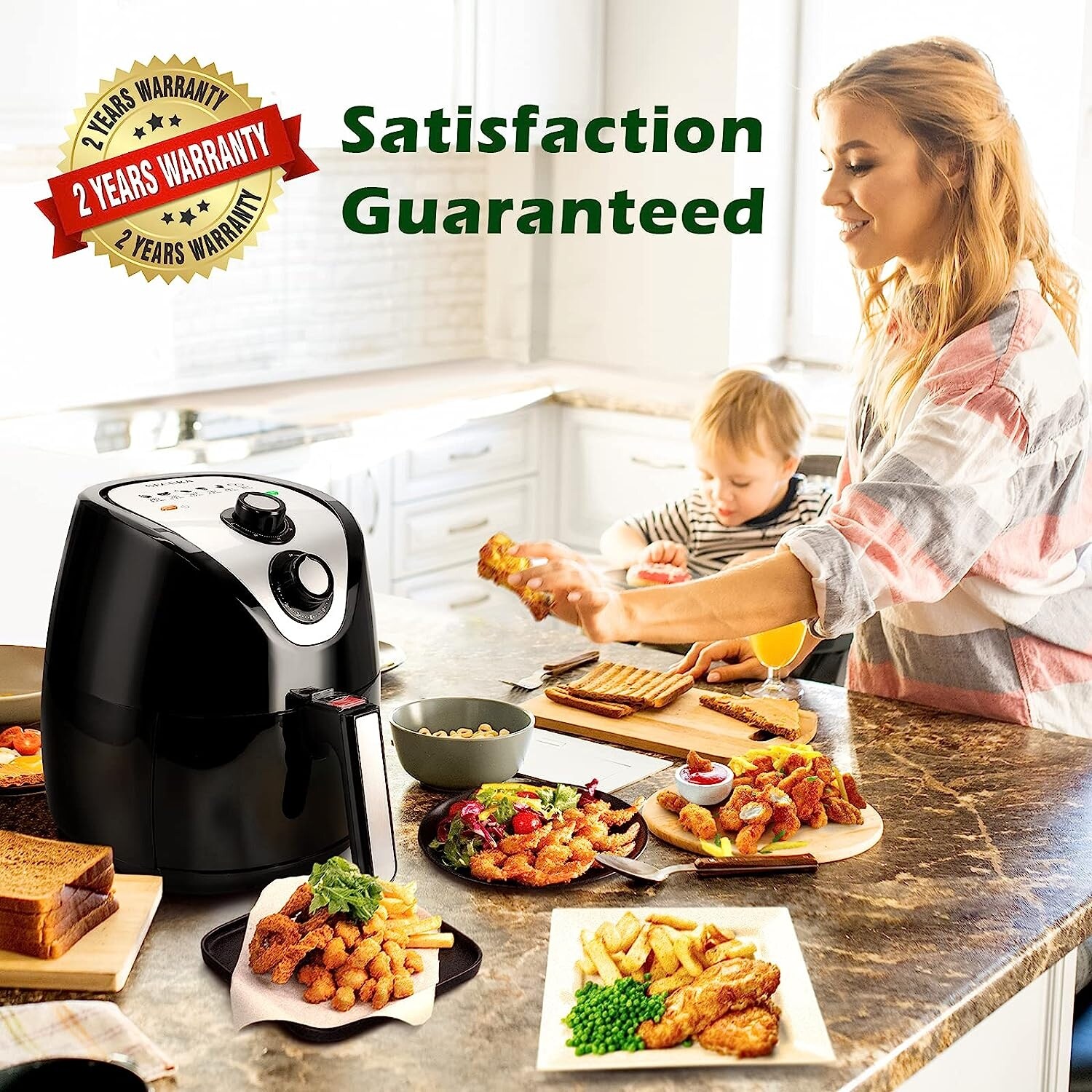3.4Qt,1500-Watt Electric Hot XL Air Fryers Oven Oil Free Nonstick