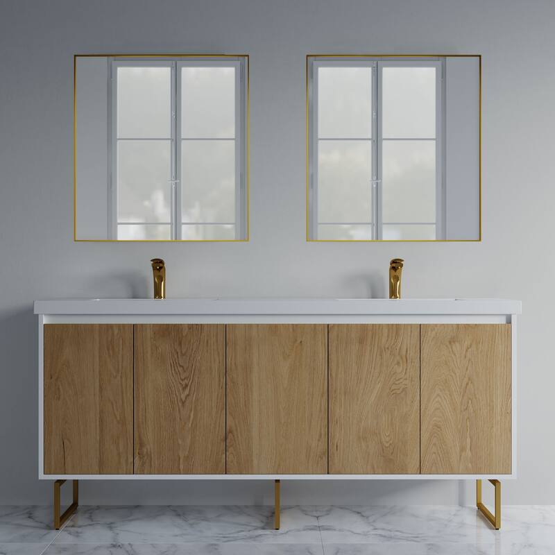 Kennan 72" Double Bathroom Vanity Set with Rectangle Legs - Tan