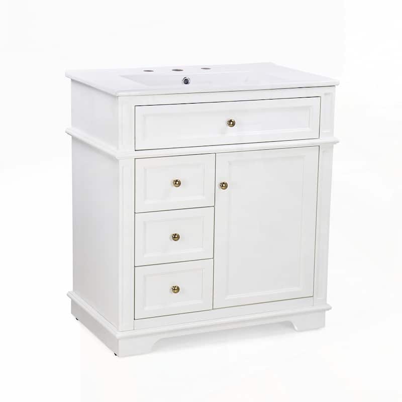 30" Bathroom Vanity with Sink and One Tip-out Drawer