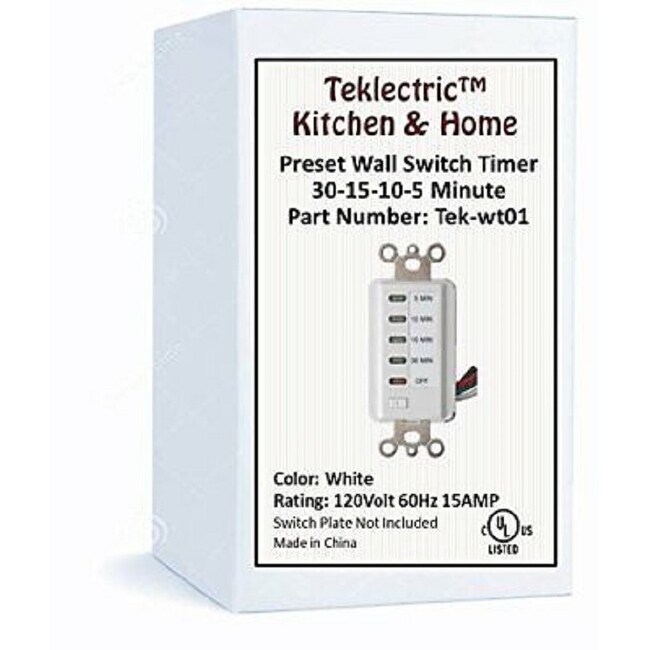 Teklectric Bathroom Fan Auto Shut Off 30 15 10 5 Minute Preset Countdown Wall Switch Timer