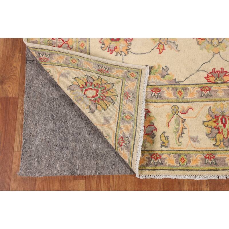 Transitional Floral Oushak Area Rug Hand-Knotted Wool Carpet - 4'11" x 7'8"