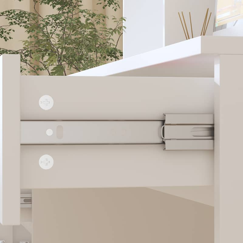 Multi-Tier Bookcase Built-In Desk - Space-Saving Design Home or Office