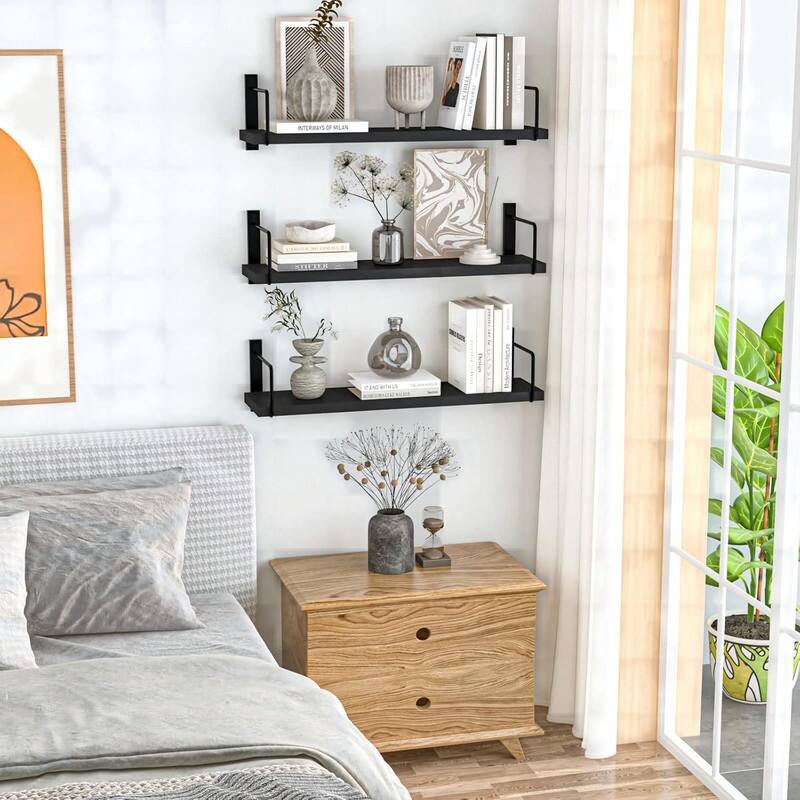 Floating Shelves - 24 Inch Wall Mounted Set of 3 - 6"D x 24"W x 6"H