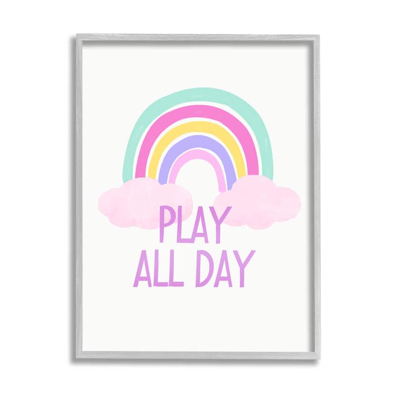 Stupell Play All Day Pastel Framed Giclee Art Design by Diane Neukirch - 11 x 14 - Grey