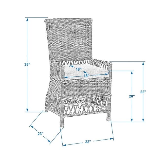 Handwoven Natural Rattan Cushioned Dining Chair by East at Main