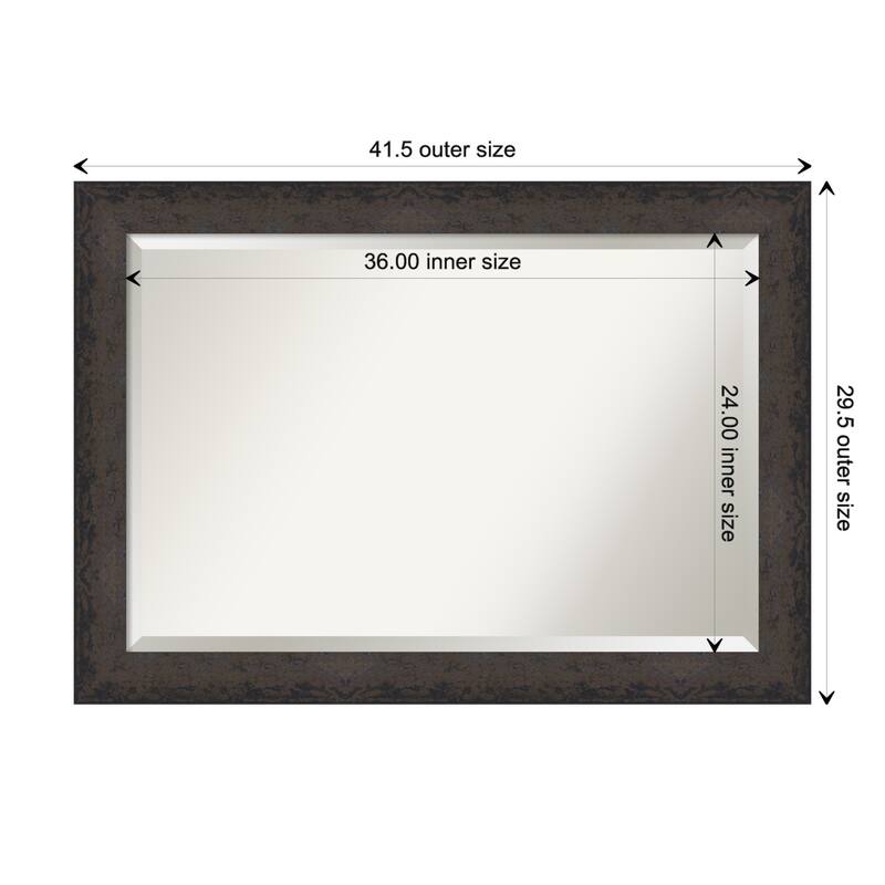 Dappled Beveled Wood Framed Wall Mirror - Dappled Black Brown - Glass Size 36x24