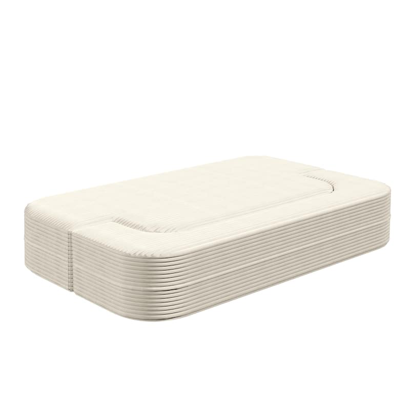 78.7" Modern Convertible Corduroy Sofa Bed with 2 Pillows, Floor Deep Seat Sleeper Couch, Foldable 2-in-1 Sofa for Living Room