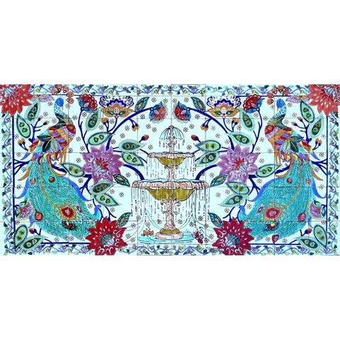 60in x 30in Mosaic Tile Ceramic Wall Mural 50pc Peacock Design