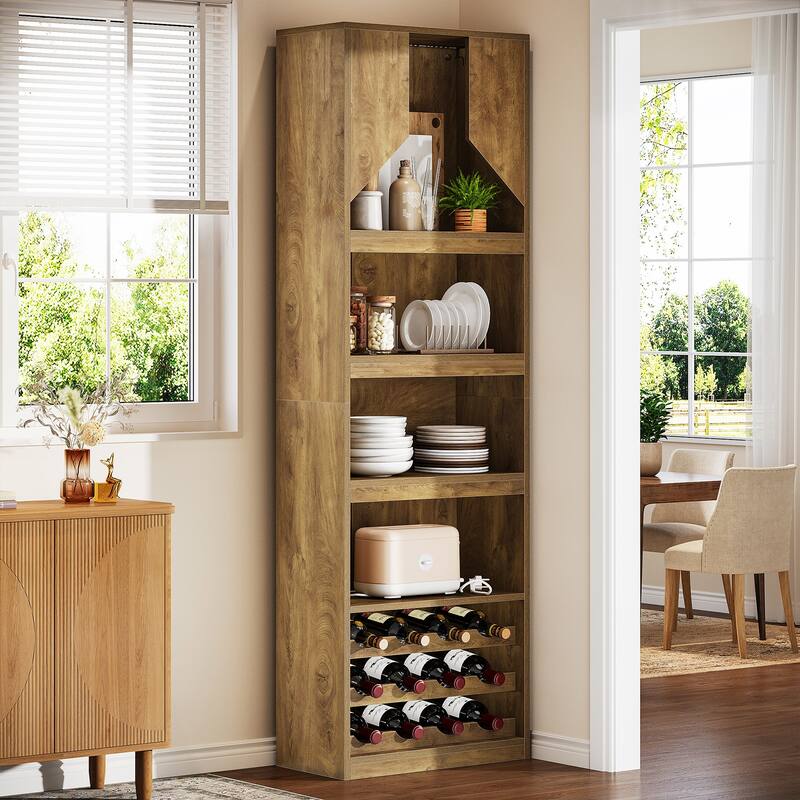 86.6" Tall Wine Bar Cabinet - Brown