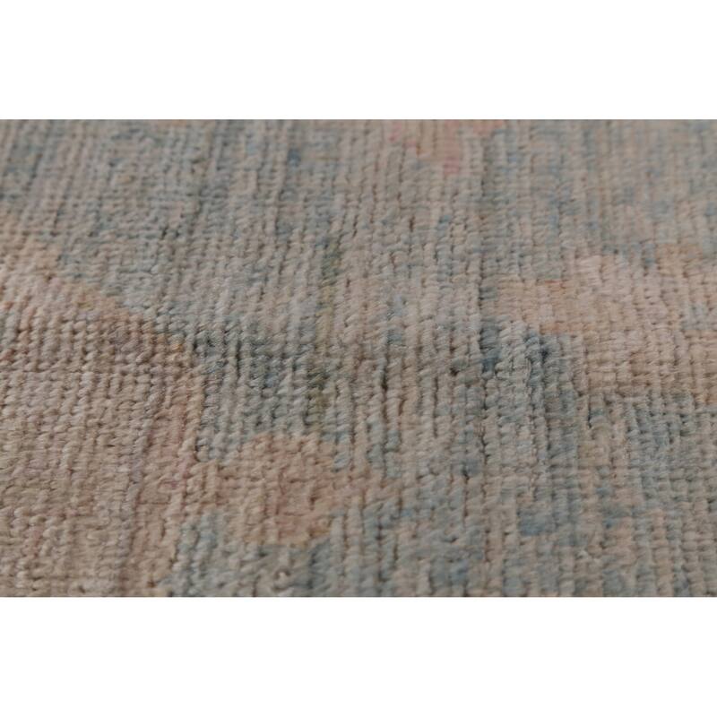 Hand Knotted Oriental 100% Wool Carpet Transitional All-Over Navy Blue & Blues Oushak Area Rug - 13' 7'' X 9' 10''