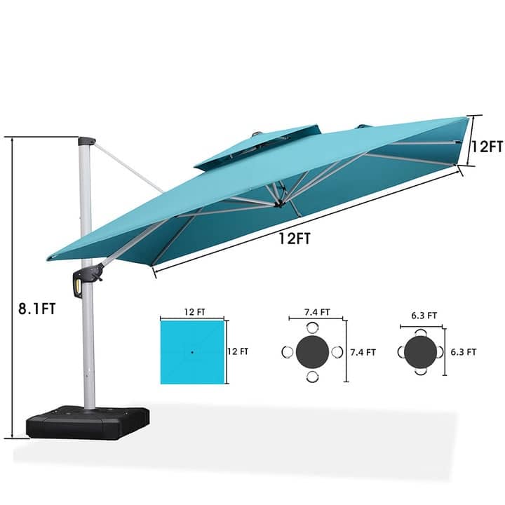 PURPLE LEAF 11 ft Square Patio Offset Umbrella