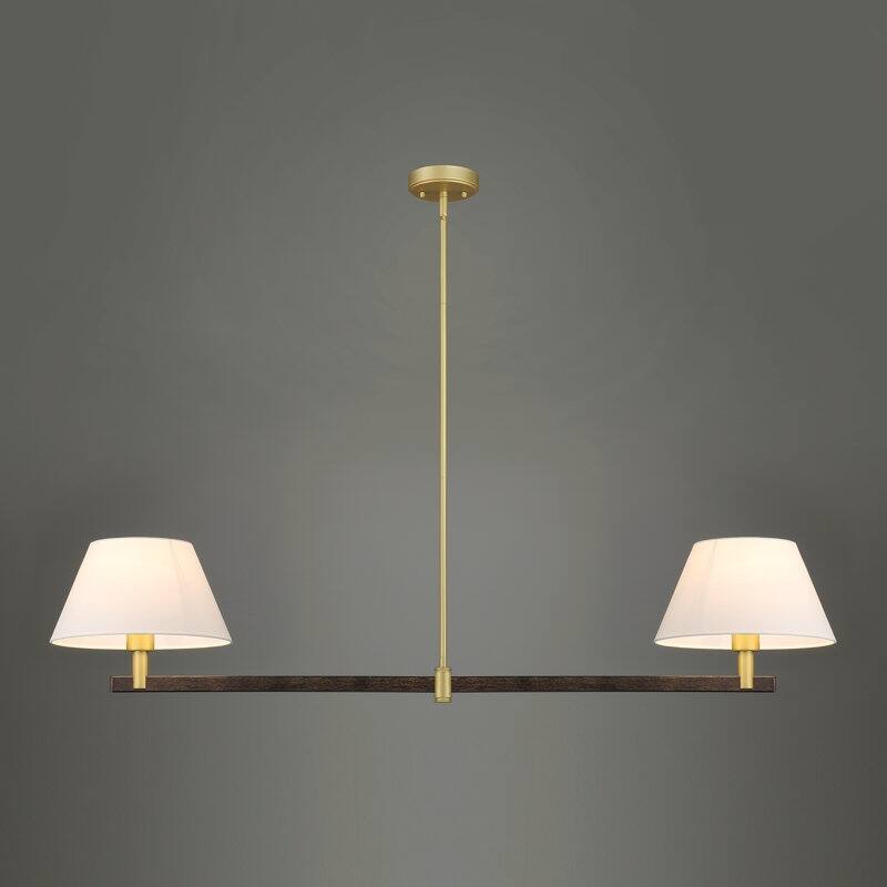 Acroma - 2 Light Gold Dimmable Lamp Shade Chandelier - N/A