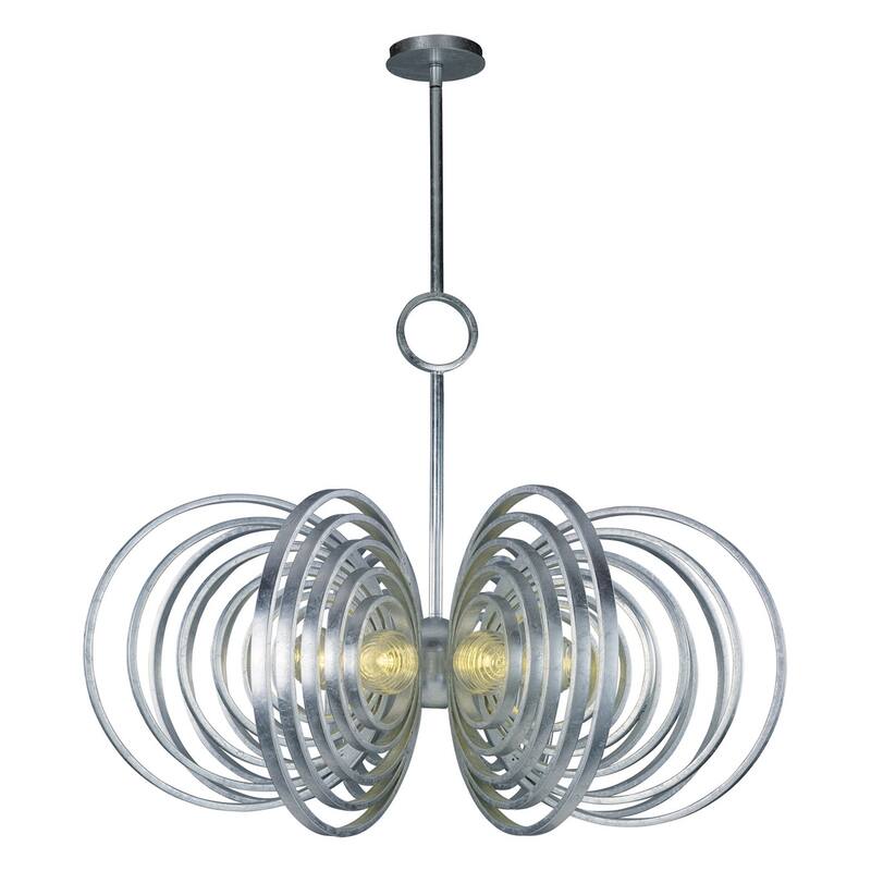 Studio M Frequency 8 Light 38" Wide LED Chandelier with Ribbed Glass - Silver Leaf