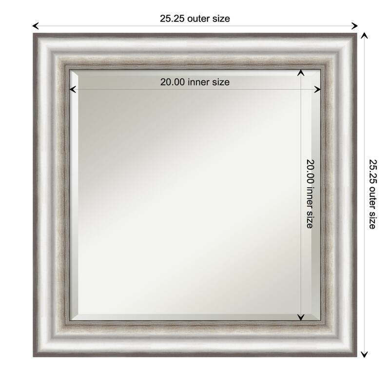 Beveled Wall Mirror - Salon Silver Frame - Salon Silver - 25.25 x 25.25-inch