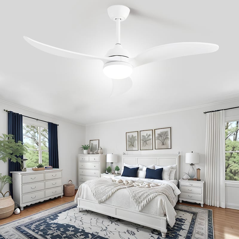 Sofucor 42 Inch Low Profile Flush Mount Ceiling Fan with Light, Remote Control, 5 ABS Blades,Reversible Quiet DC Motor