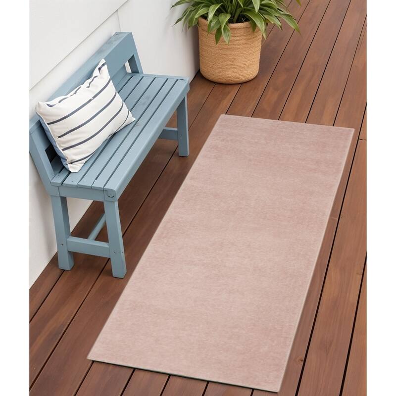 HomeRoots Contemporary Runner Outdoor Rug - 2' x 6' - Pink - 2' x 6'